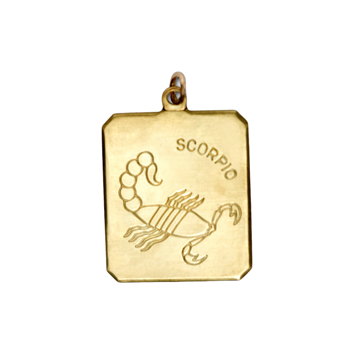 Scorpio Vintage Rectangle Charm Brass