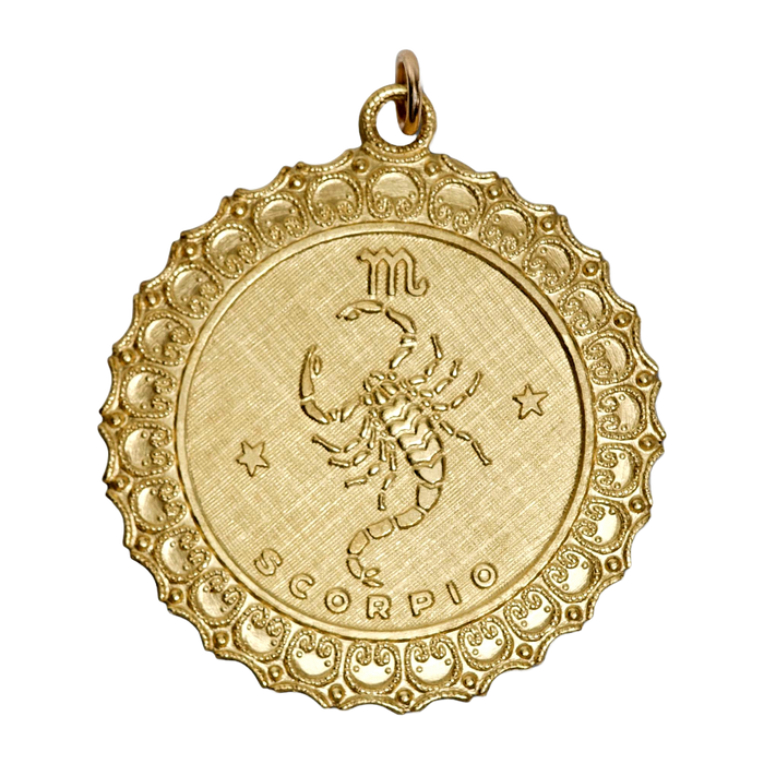 Scorpio Vintage Scalloped Charm Brass