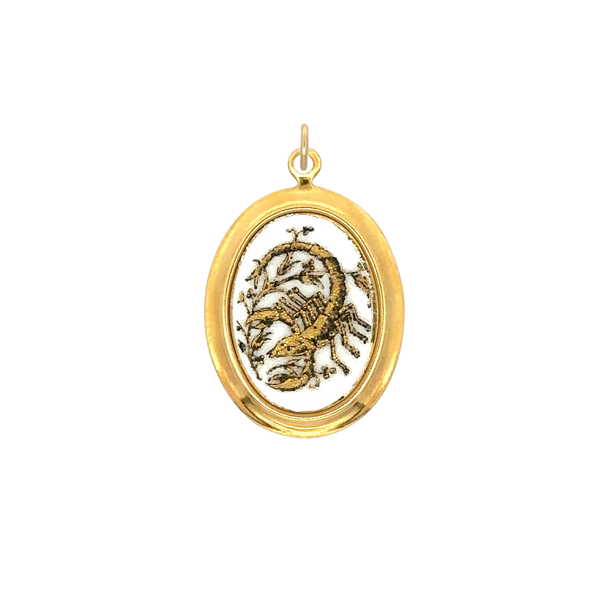 Scorpio Vintage White Decal Charm Brass