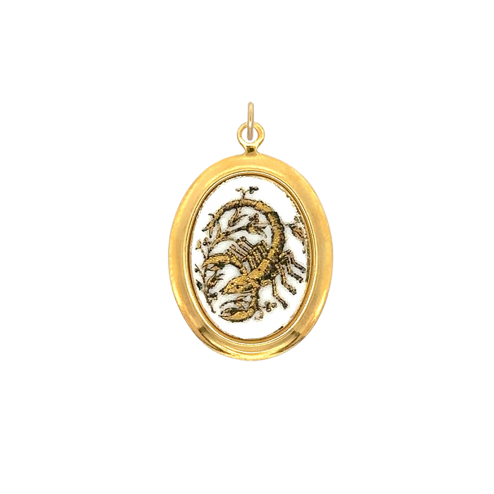 Scorpio Vintage White Decal Charm Brass