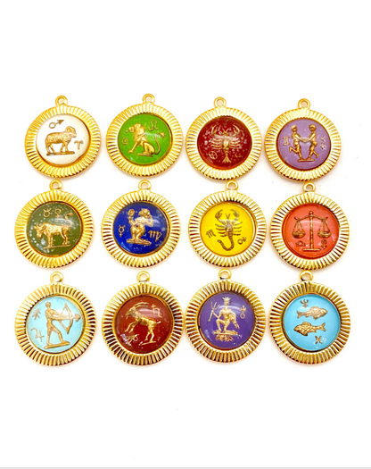 Ribbed Heart Zodiac Necklace