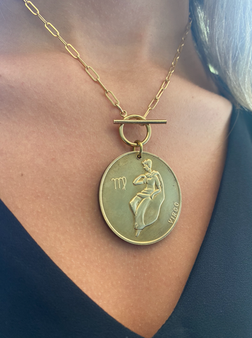 Vintage Coin Charm Toggle Necklace