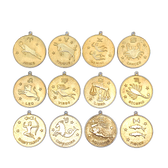 Aries Vintage Star Zodiac Charm Brass