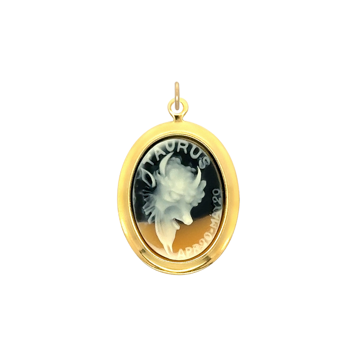 Taurus Vintage Cameo Charm Black Brass