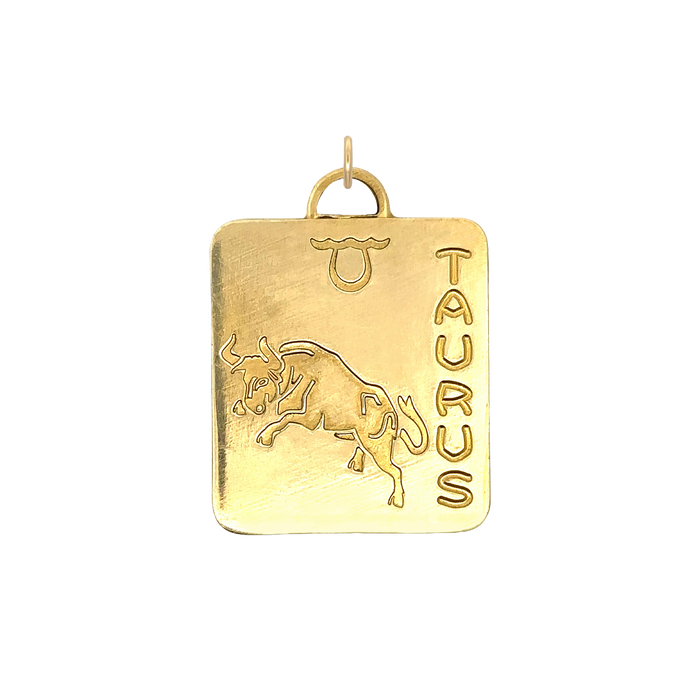Taurus Vintage Dog Tag Charm Brass
