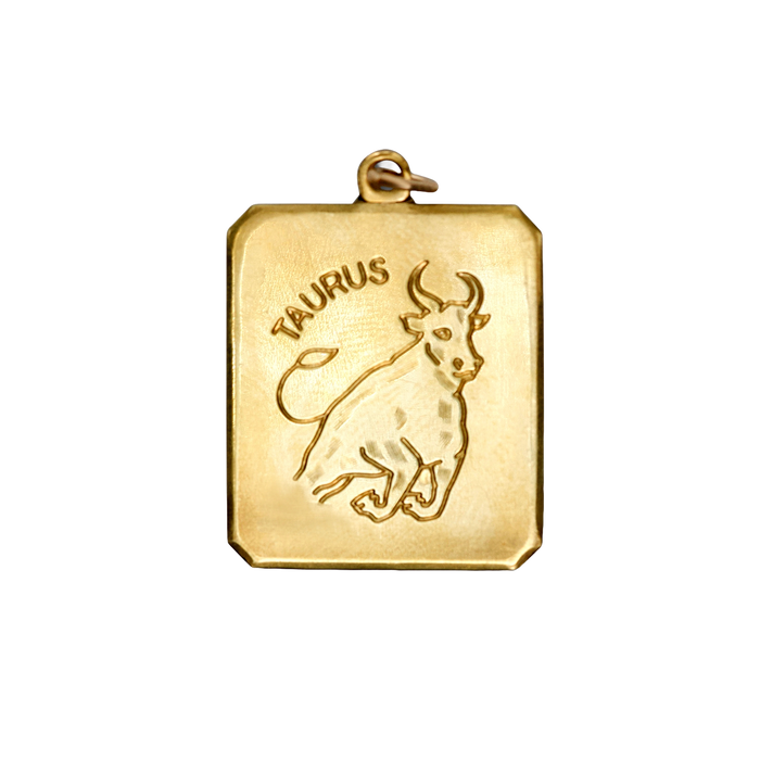 Taurus Vintage Rectangle Charm Brass