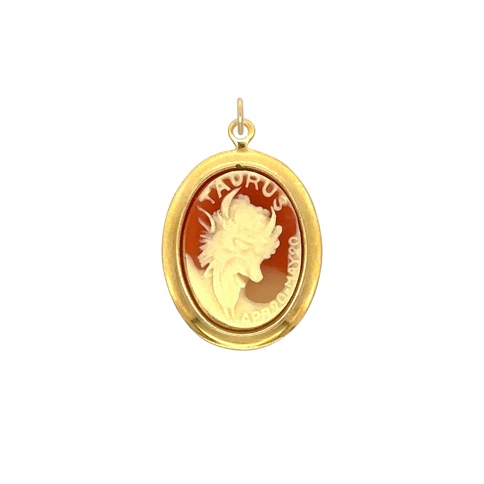 Taurus Vintage Cameo Charm Brass