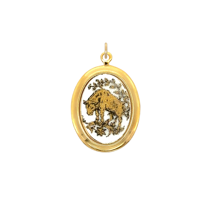 Taurus Vintage White Decal Charm Brass