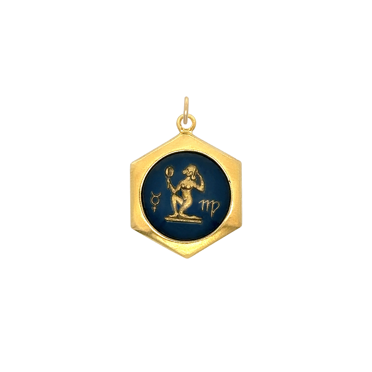 Virgo Vintage Glass Charm Small Hexagonal
