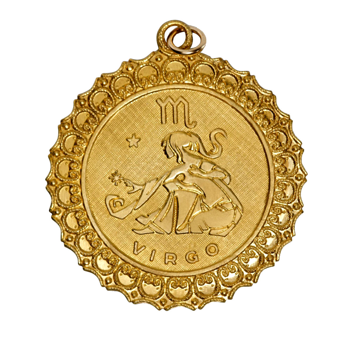 Virgo Vintage Scalloped Charm Brass