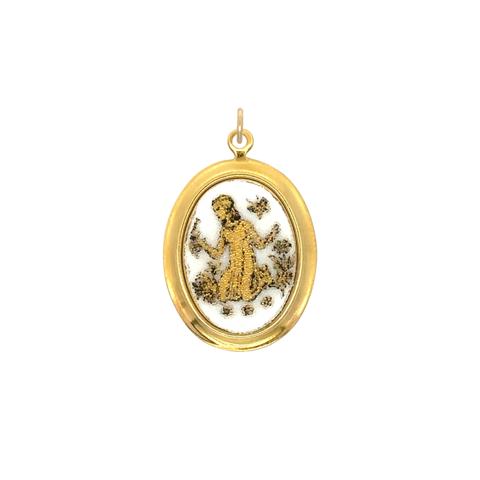 Virgo Vintage White Decal Charm Brass