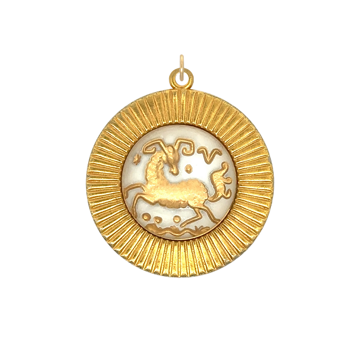 Large Aries Vintage Glass Charm