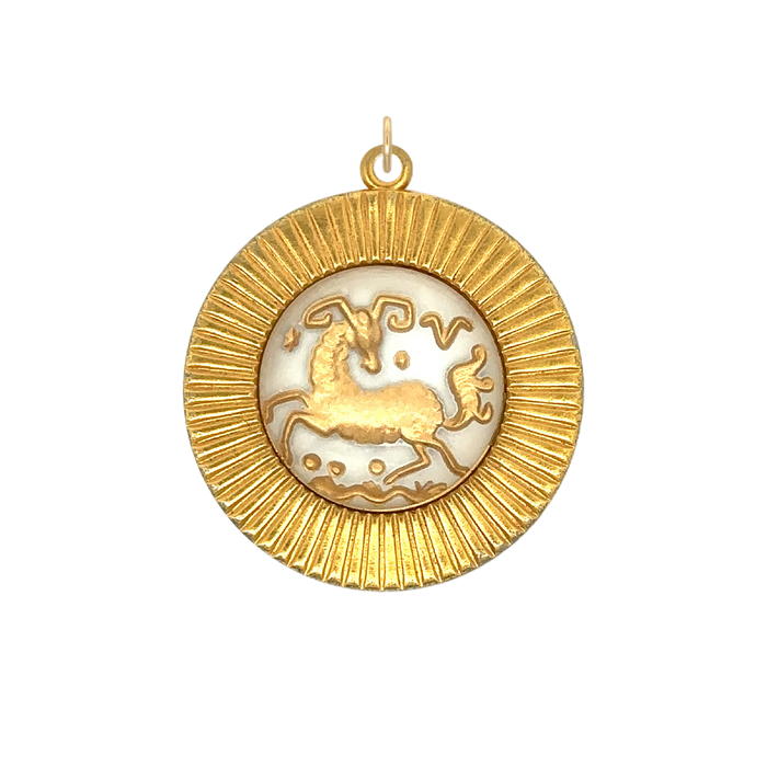 Large Aries Vintage Glass Charm