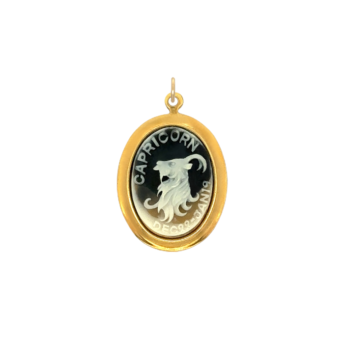 Capricorn Vintage Cameo Charm Black Brass