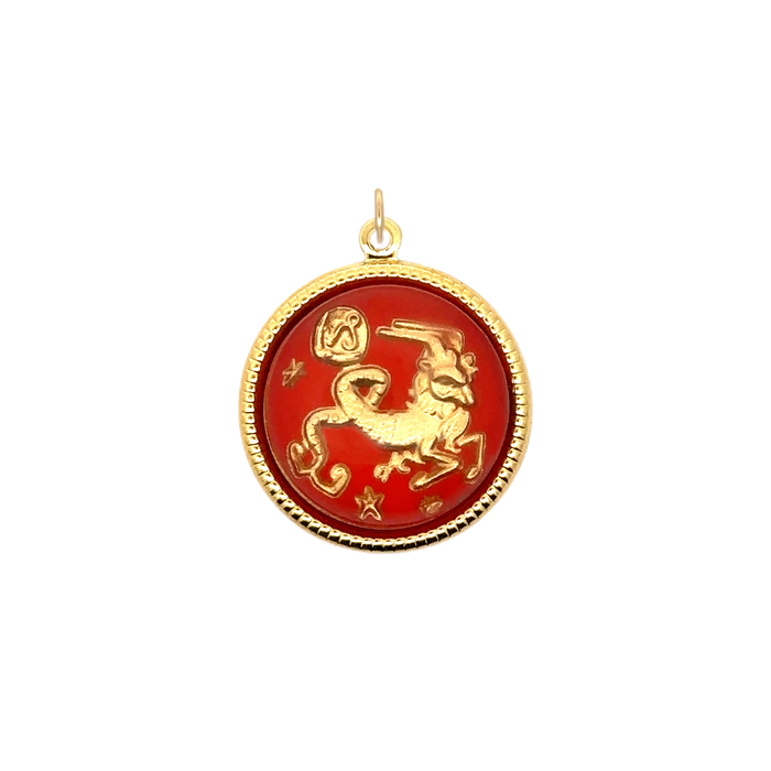 Capricorn Vintage Glass Charm