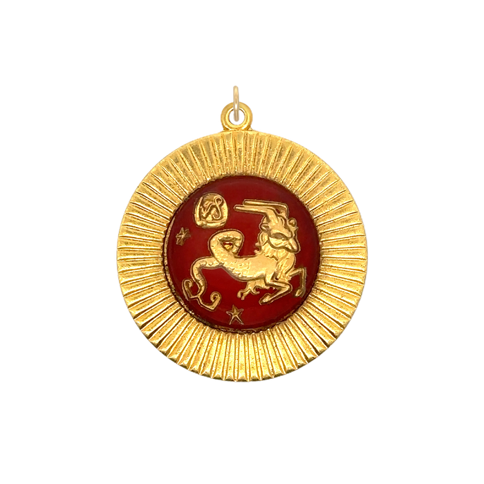 Capricorn Vintage Glass Charm Large