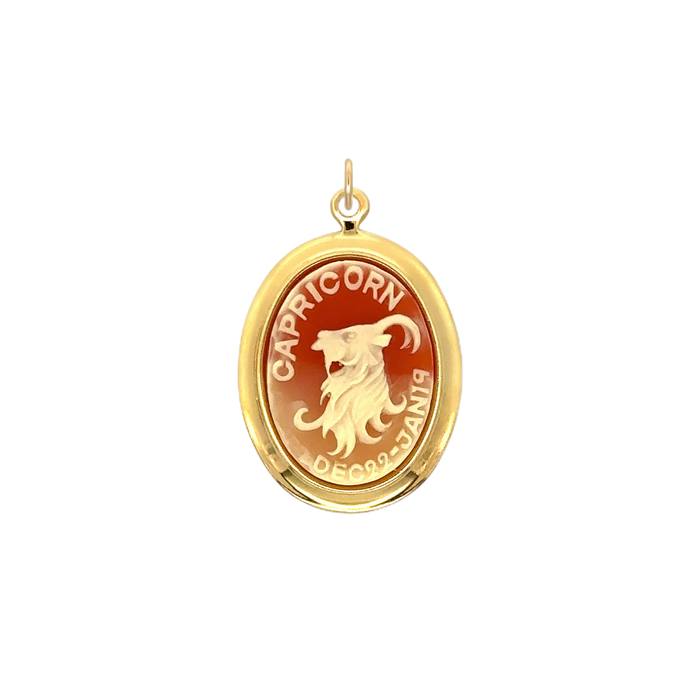 Capricorn Vintage Cameo Charm Brass