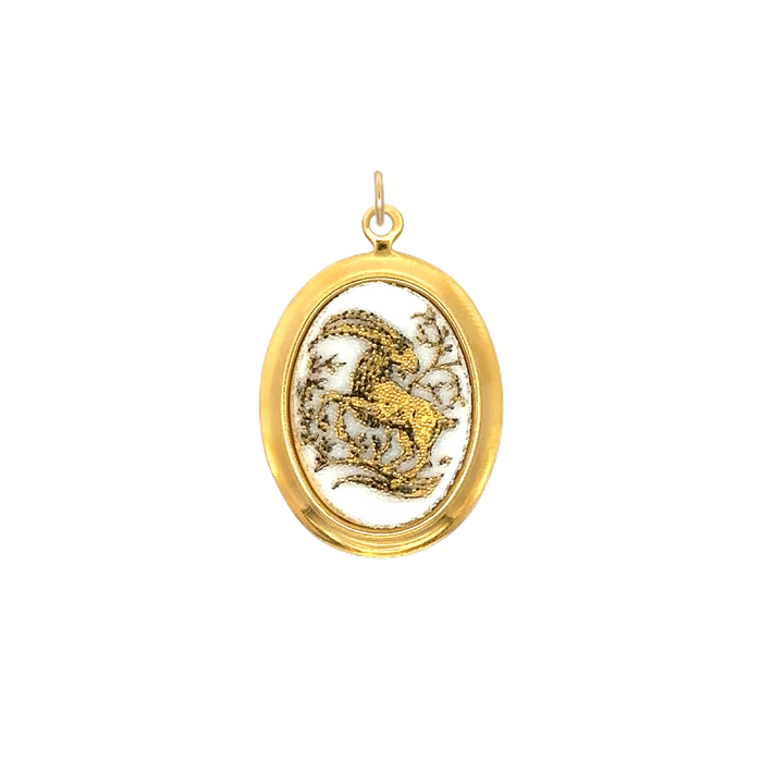 Capricorn Vintage White Decal Charm Brass