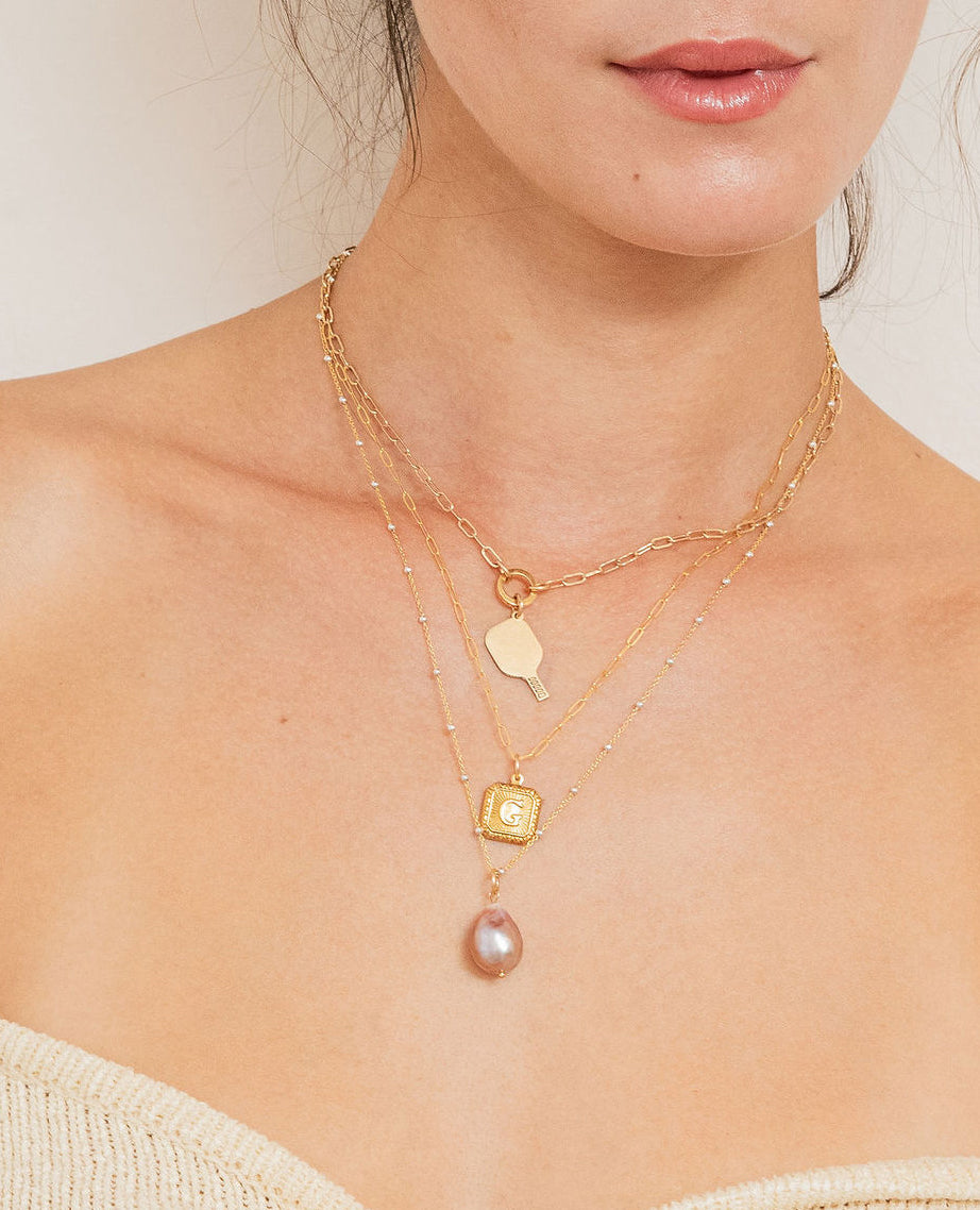 Vintage Square Letter Necklace