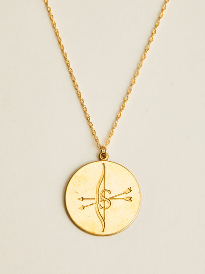 Vintage Brass Zodiac Letter Disc