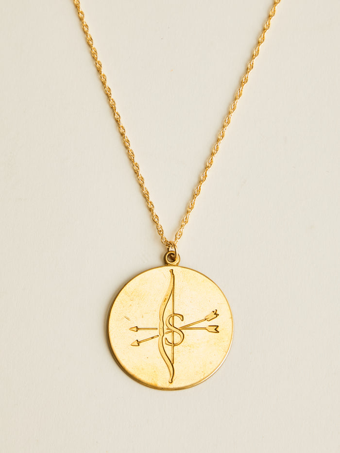 Vintage Brass Zodiac Letter Disc
