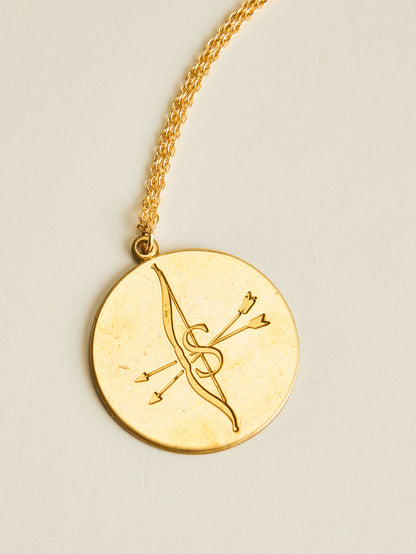 Vintage Brass Zodiac Letter Disc