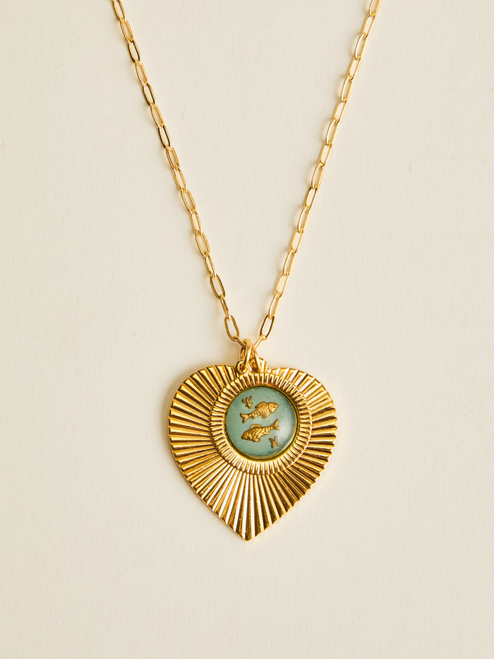 Ribbed Heart Zodiac Necklace