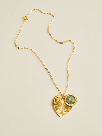 Ribbed Heart Zodiac Necklace