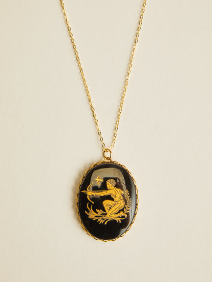 Vintage Large Decal Zodiac Necklace