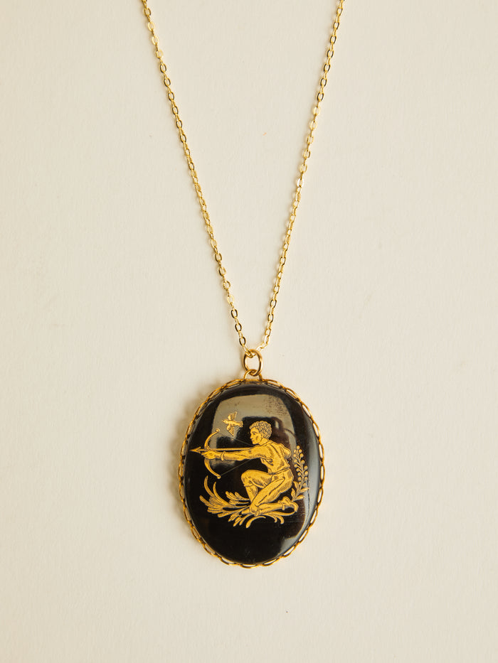 Vintage Large Decal Zodiac Necklace