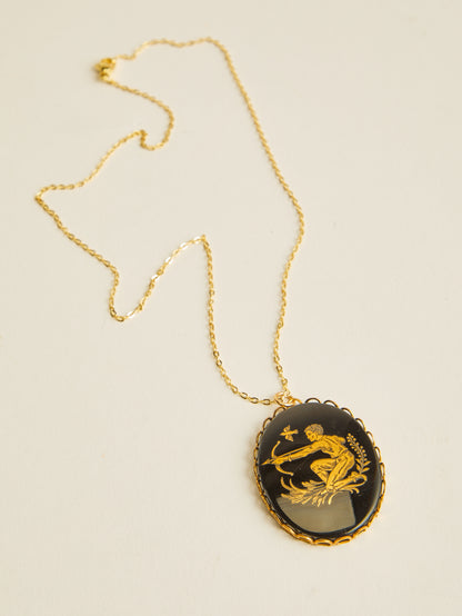 Vintage Large Decal Zodiac Necklace