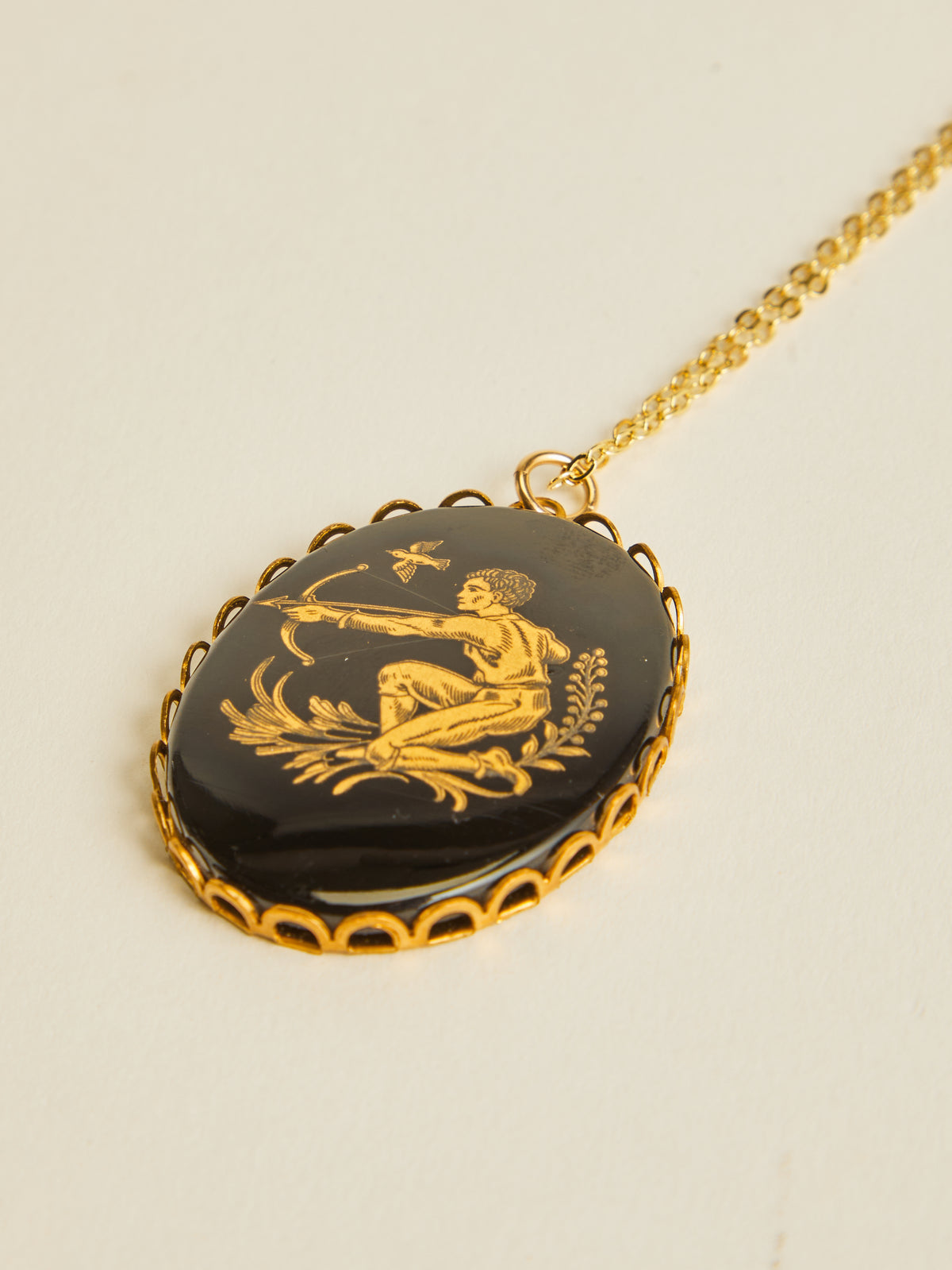 Vintage Large Decal Zodiac Necklace