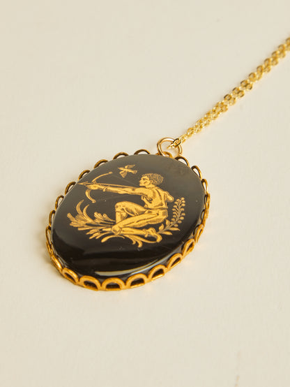 Vintage Large Decal Zodiac Necklace