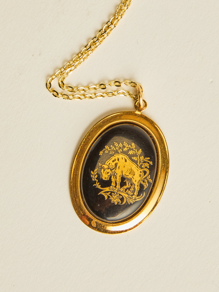 Vintage Medium Decal Zodiac Necklace