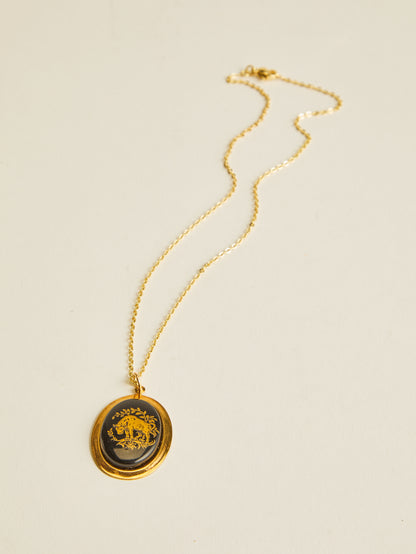 Vintage Medium Decal Zodiac Necklace