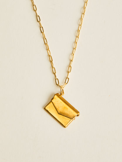 Vintage Brass Envelope Charm with Removable Letter