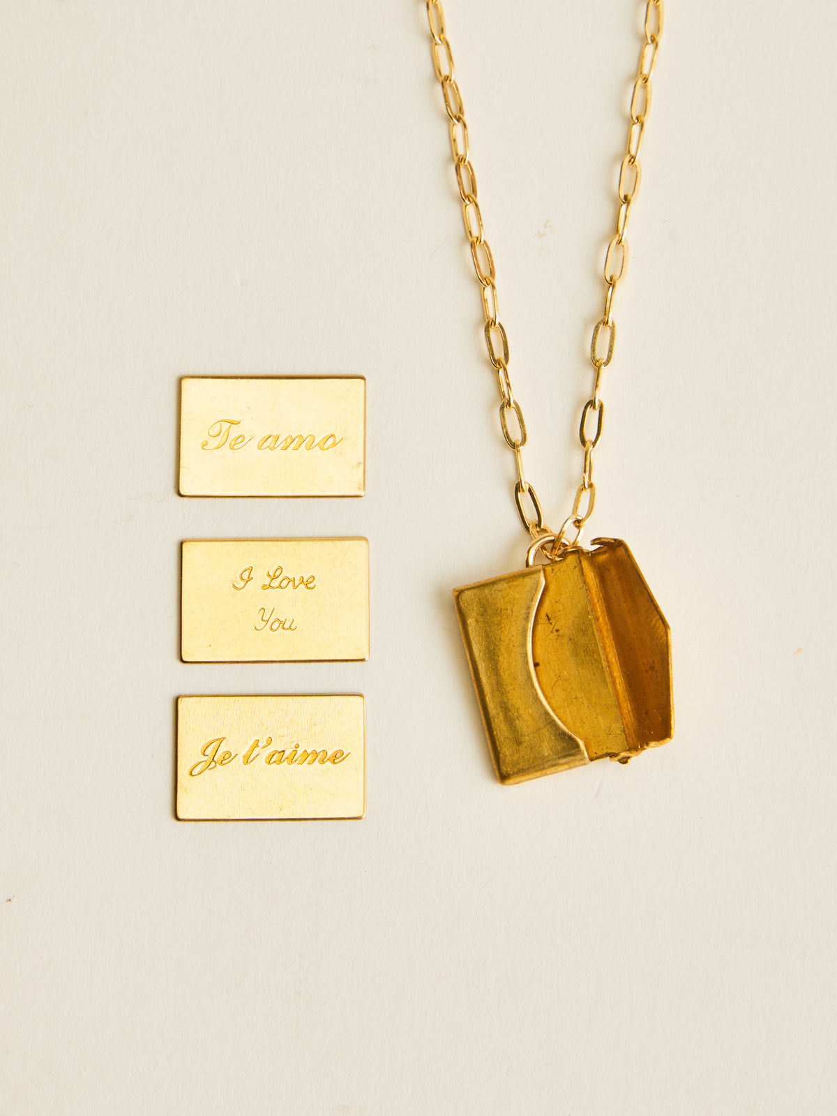 Vintage Brass Envelope Charm with Removable Letter
