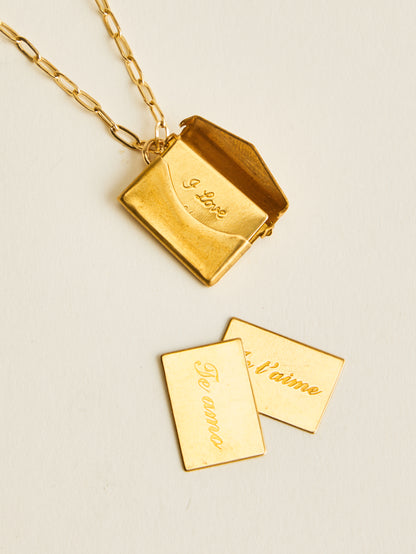 Vintage Brass Envelope Charm with Removable Letter