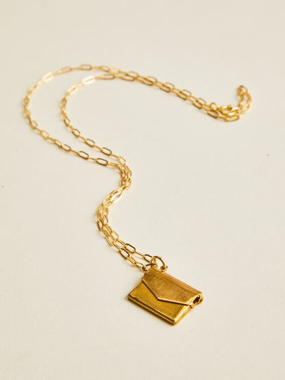 Vintage Brass Envelope Charm with Removable Letter