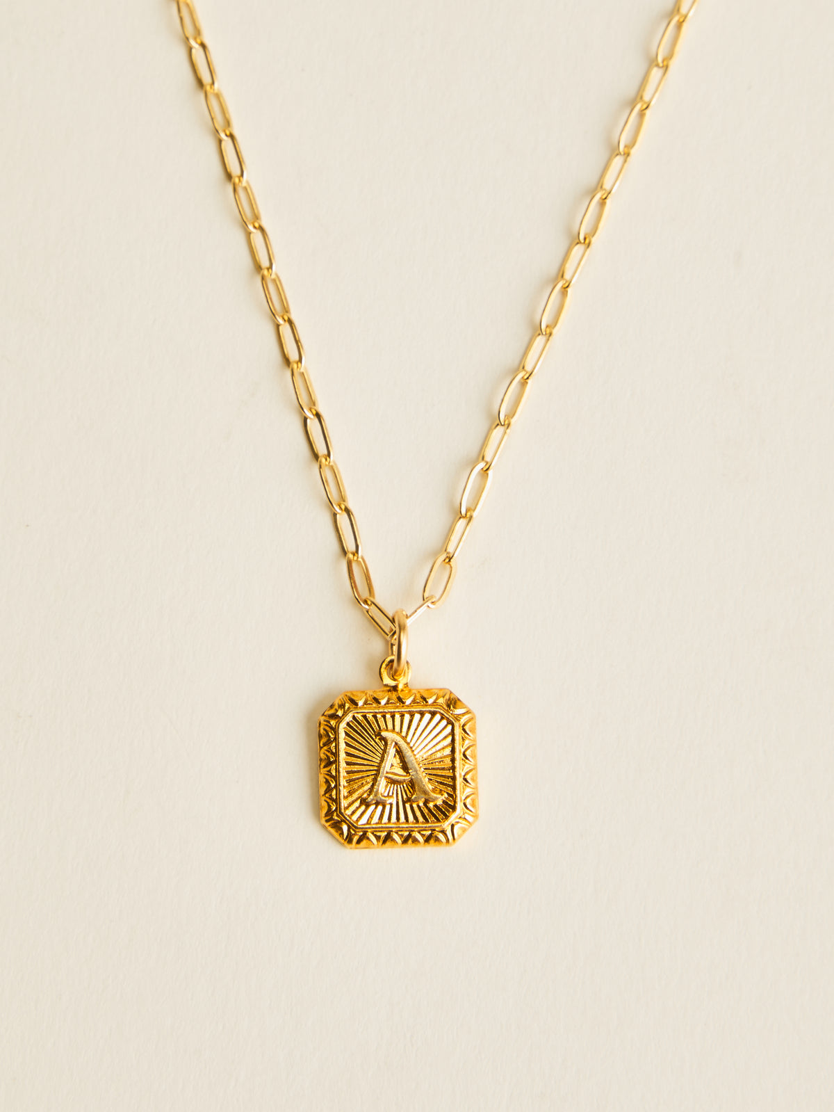 Vintage Square Letter Necklace
