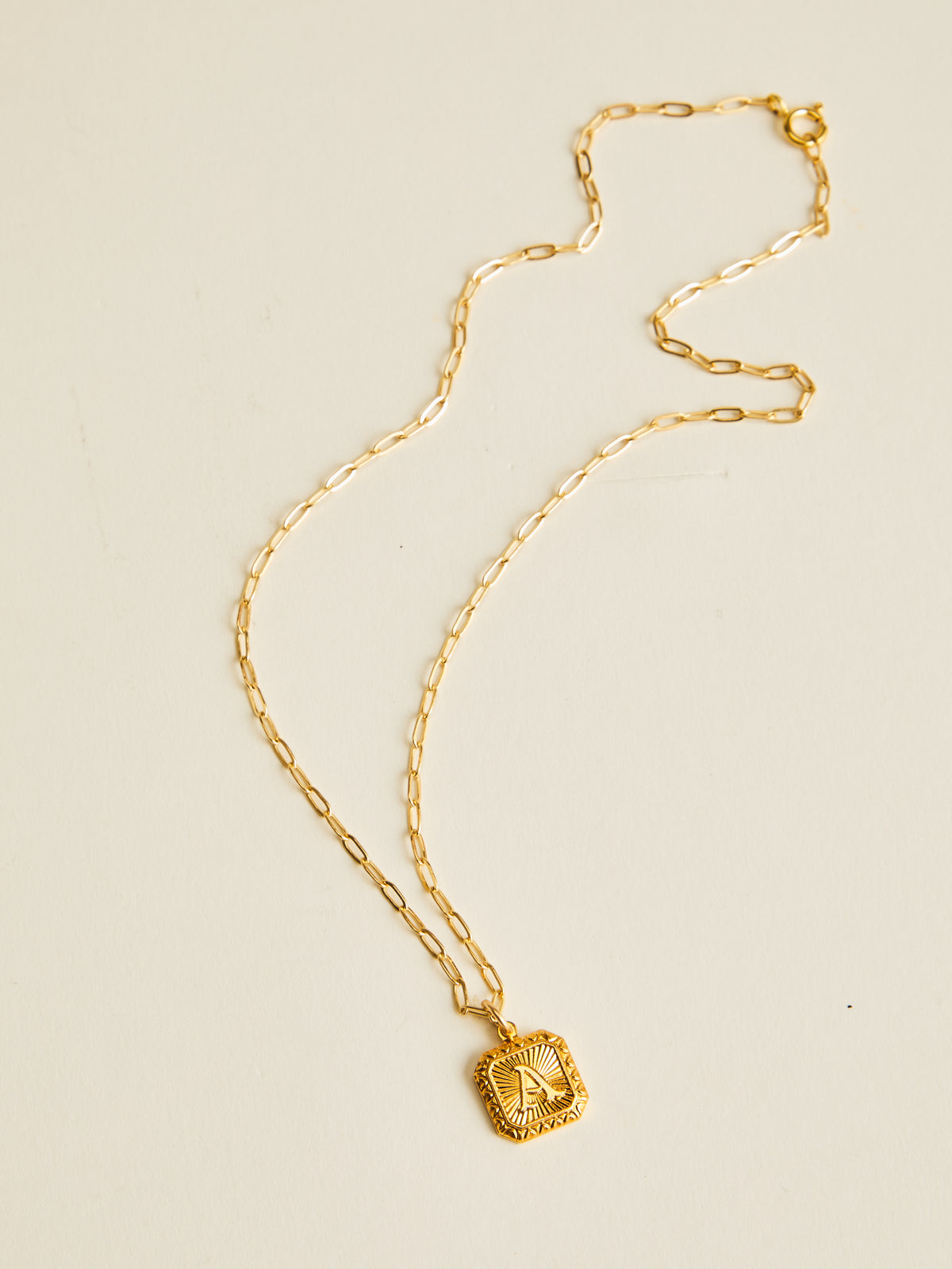 Vintage Square Letter Necklace