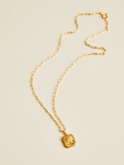 Vintage Square Letter Necklace