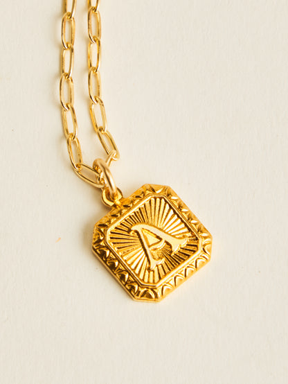 Vintage Square Letter Necklace