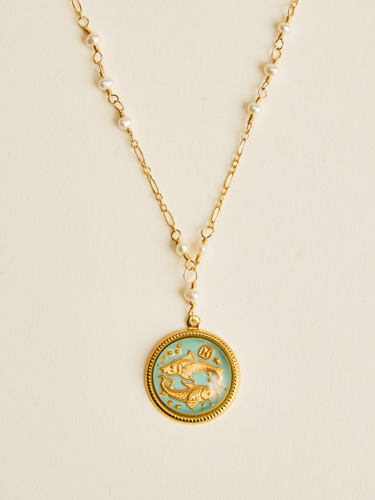 Téa Leoni Pisces Necklace Vintage German Glass | Zodiac Jules