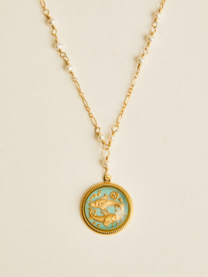 Téa Leoni Pisces Necklace Vintage German Glass | Zodiac Jules