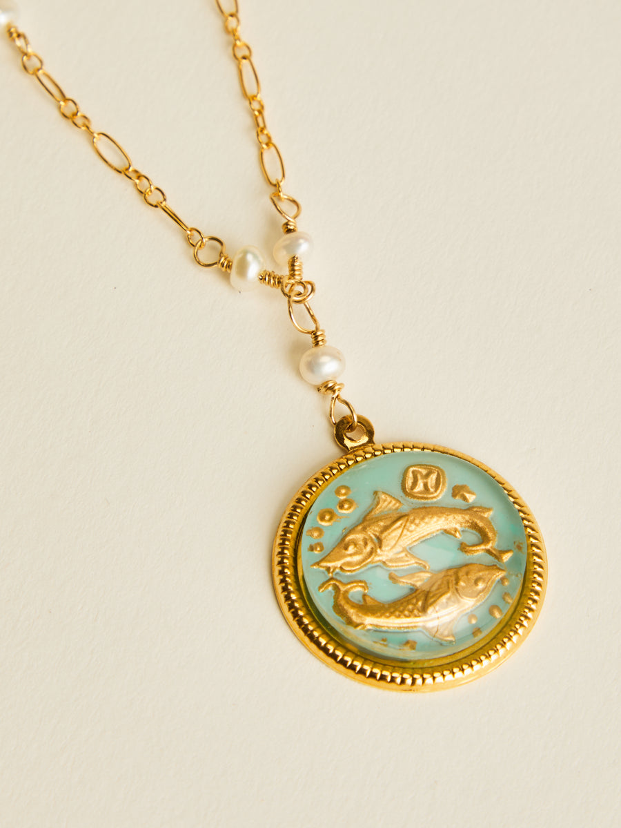 Téa Leoni Pisces Necklace Vintage German Glass | Zodiac Jules