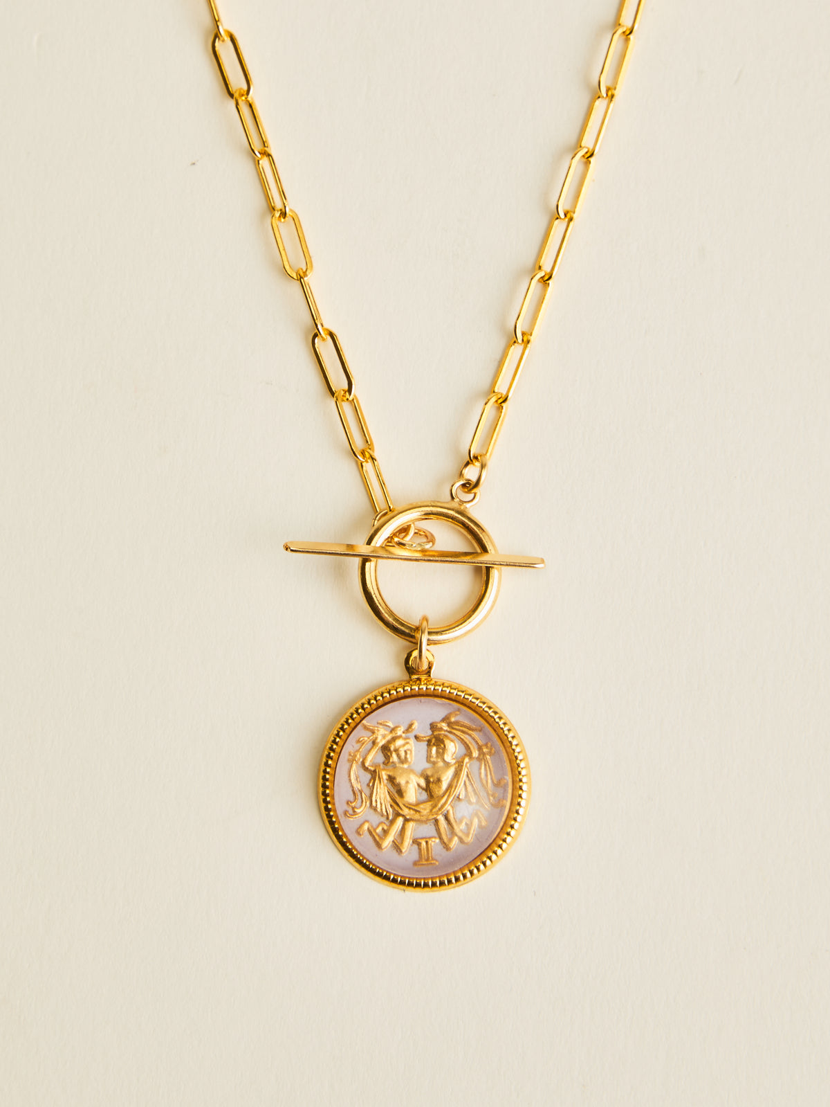 Vintage Glass Zodiac Toggle Necklace