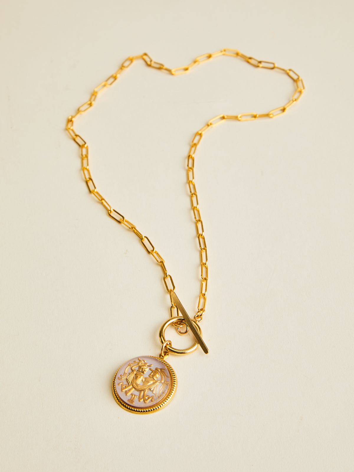 Vintage Glass Zodiac Toggle Necklace