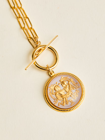 Vintage Glass Zodiac Toggle Necklace