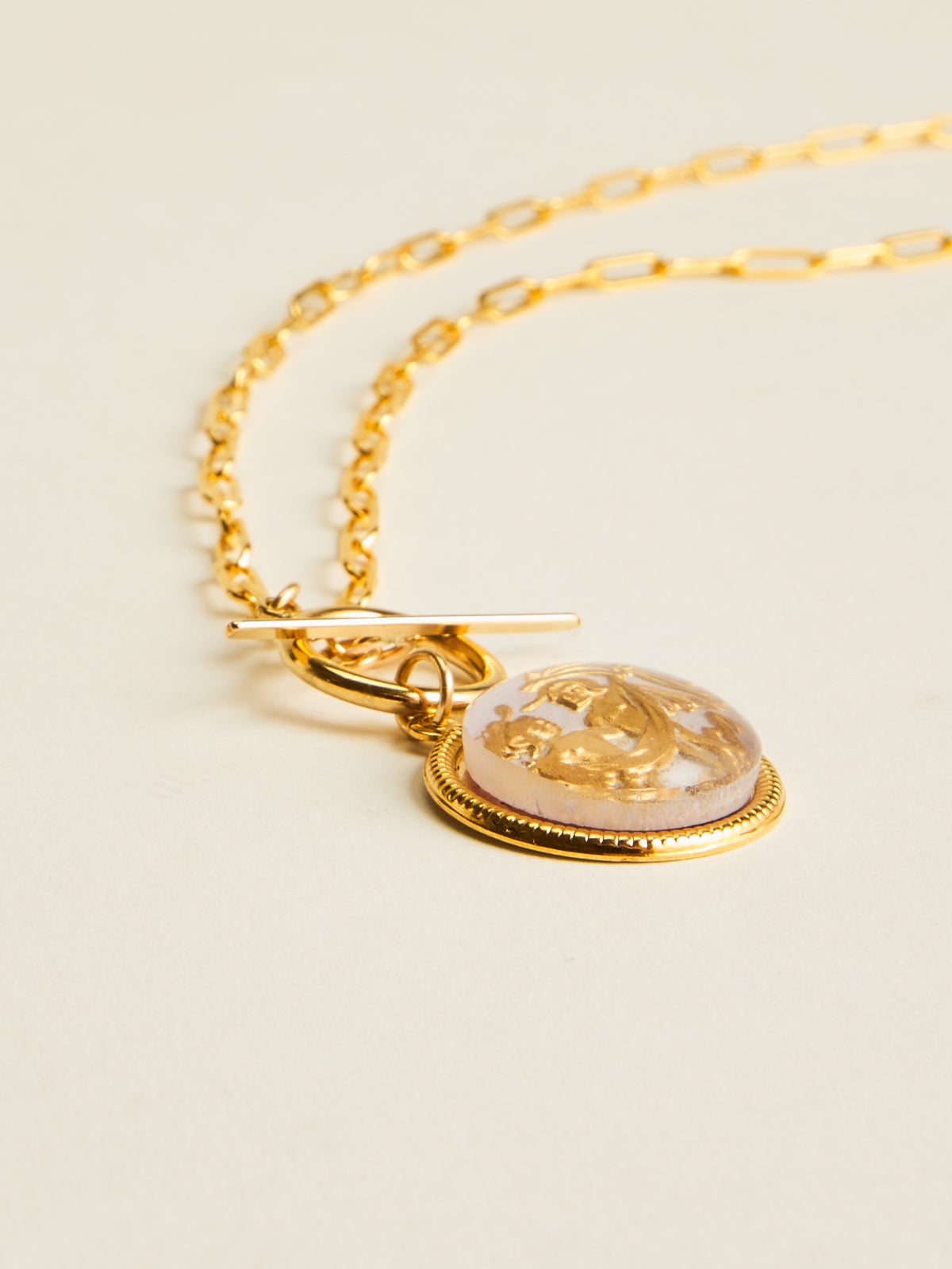 Vintage Glass Zodiac Toggle Necklace